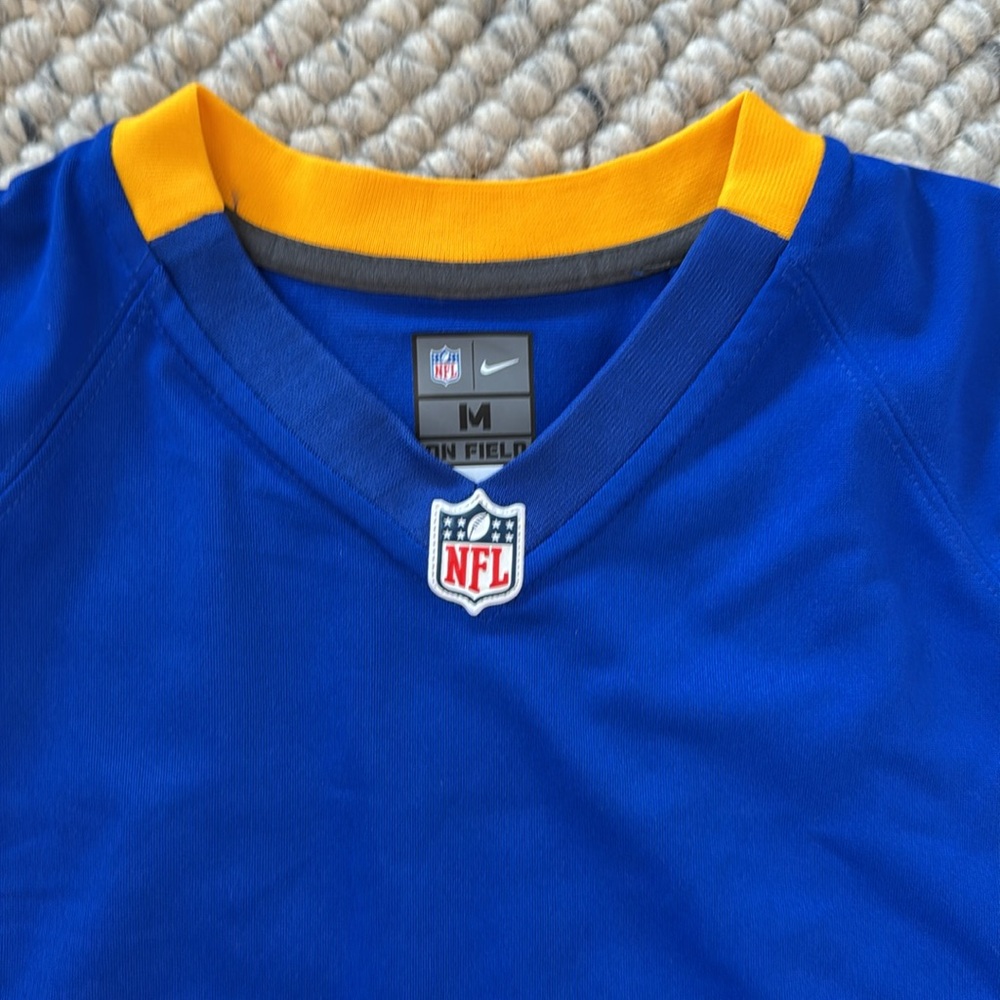 NWT Nike NFL Youth Boys On Field Medium Blue Gold Colors Short Sleeve‎ Jersey. - Picture 5 of 12